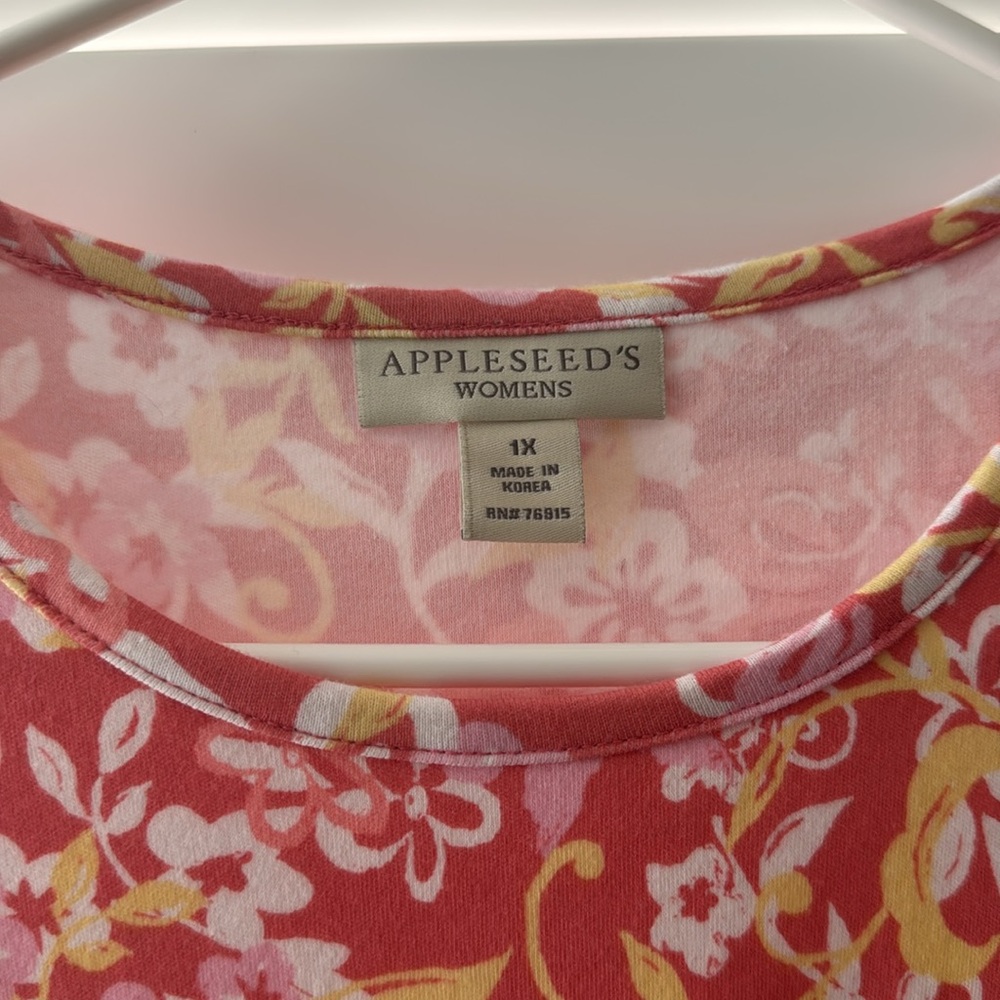 Appleseed's Pink and Orange Sundress 1X - Picture 2 of 3